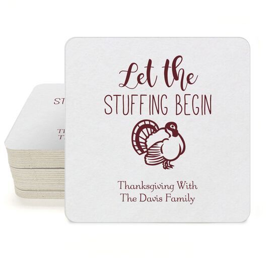 Let The Stuffing Begin Square Coasters